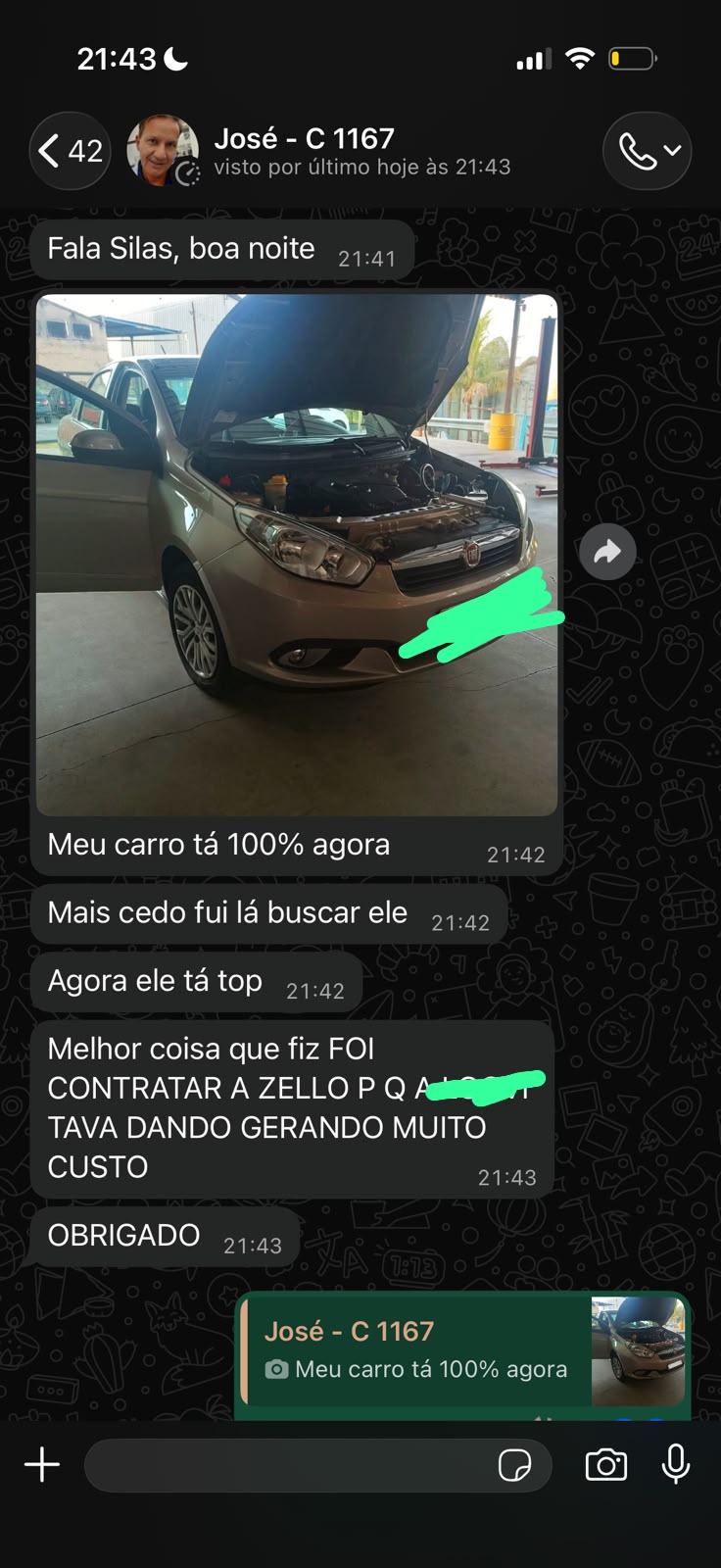 Prova social de cliente Zello
